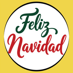 Feliz Navidad calligraphic lettering Christmas tree Winter vector Design for t shirt, posters, greeting card, stickers   Print