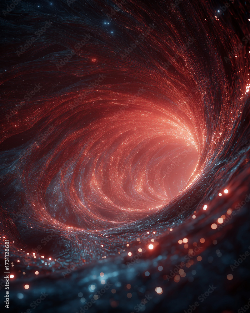 Poster cosmic vortex: a mesmerizing visual journey into a vibrant, celestial vortex, swirling with deep red