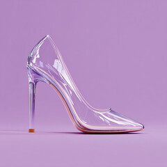 Clear High Heel Shoe with Luxury Design and Gorgeous Look on Transparent Background