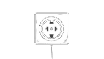 A hand-drawn sketch of a European-style electrical outlet with a cord extending downwards.