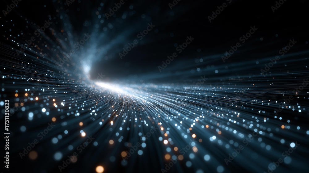 Wall mural cosmic tunnel of light: an eye-level perspective of a glowing tunnel. it depicts a stream of bright,