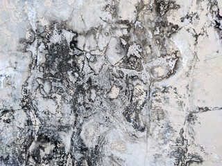 A weathered wall with a variety of textures, including cracks, peeling paint, and dark, irregular splotches of mold or discoloration, creating a grunge aesthetic.