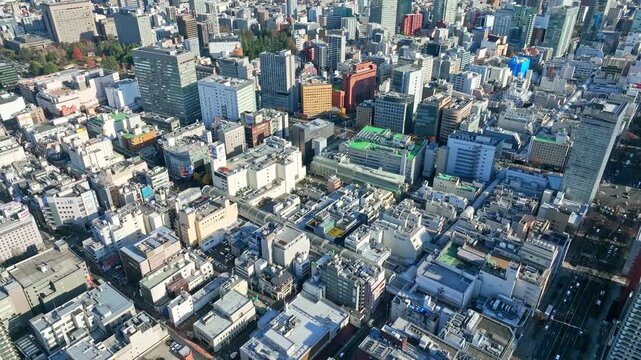 Drone aerial view of a modern city