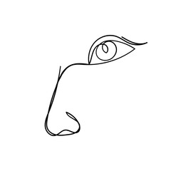continuous line drawing human eye and nose
