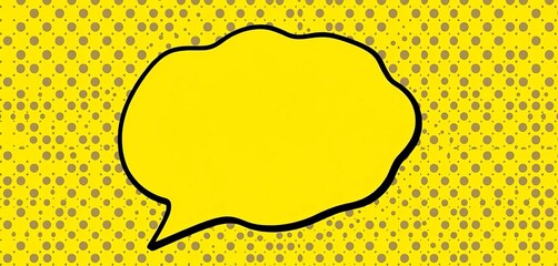 Vibrant yellow comic speech bubble, halftone dots background,  pow,  cartoon