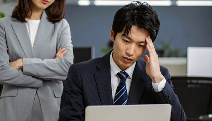 女性の上司から指導を受ける新人のビジネスマン