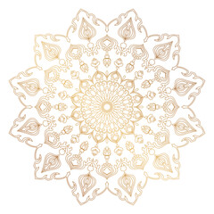 Golden Mandala, Circle Flowers, Pattern for Graphic Elements