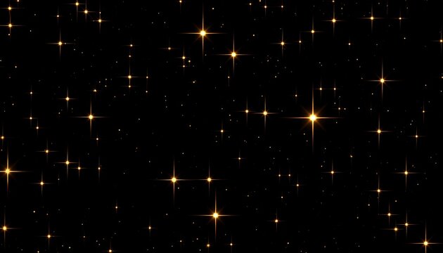 Golden stars scattered on black background