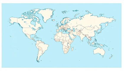 Obraz premium Minimalist vector world map for wall decoration 