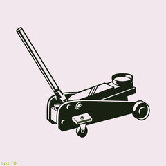 Hydraulic jack icon. Thin circle design. Vector illustration.