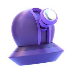 Observatory 3D Icon &mdash; Space Astronomy Building, Futuristic Telescope Dome, Cosmic Exploration Relic, Sci-Fi Research Artifact, and Galactic Landmark for Games, Apps, and Creative Design Projects