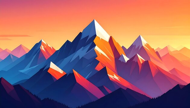 Colorful mountain range at sunset