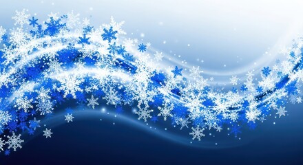Abstract winter background with blue and white snowflakes illustration