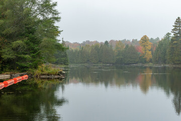 North Frontenac, Cruse Bay, Cononto, Ontario on a foggy peaceful day