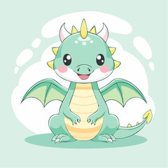 Obraz premium Cute Dragon Cartoon Character Illustration A Delightful Fantasy Creature