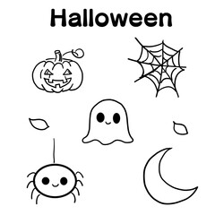 シンプルなハロウィン線画イラスト