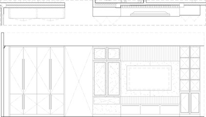 Interior Design Built-in Drawing for TV Wall and Wardrobe with Elevation View