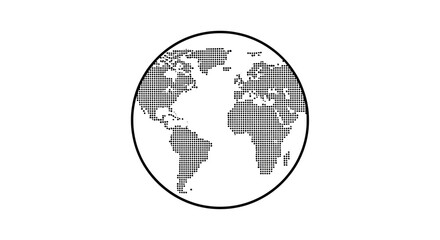 Black and white globe illustration isolated on white background a simple and clean design for representing the world, geography, or travel