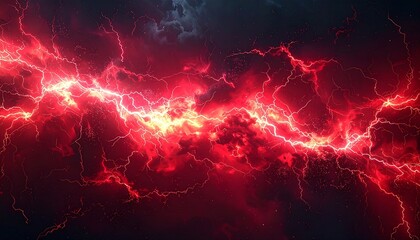 Red Lightning Bolts: A striking and dramatic image captures a vibrant, fiery red lightning bolt arcing across a moody, dark sky.