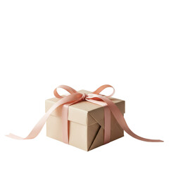 Gift box with pink ribbon and bow for celebration isolated PNG with Transparent Background