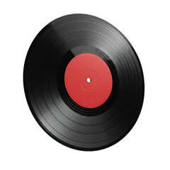 Spinning vintage vinyl record with vibrant red label evokes nostalgia and classic music enjoyment.