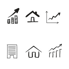 Hand drawn business and real estate icons