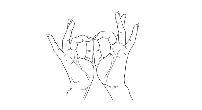 Hands forming a mudra isolated on white background, a symbolic gesture in yoga and meditation representing spiritual connection and balance