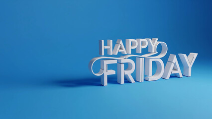 Fototapeta premium Happy Friday 3D Silver Text on Blue Background