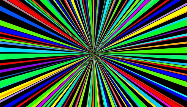 Colorful radial lines on black background