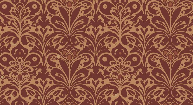 Elegant floral pattern in brown and beige colors for textile design