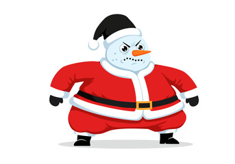 Angry Snowman Santa Claus Festive Yet Furious Holiday Character.