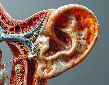 Human Ear Anatomy Detailed View.