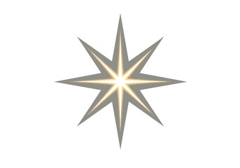 Eight Point Star with Glowing Center on White.
