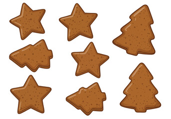 Gingerbread Christmas Cookies Festive Star and Tree Shapes.