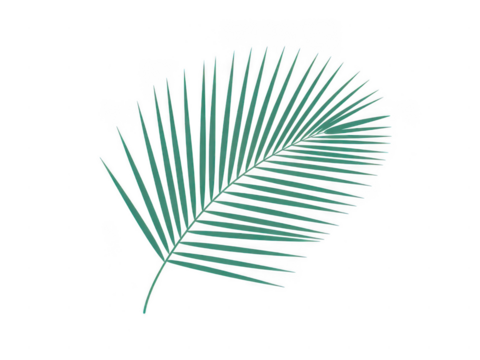 Vibrant teal palm frond against dark backdrop elegant tropical nature photography - Powered by Adobe