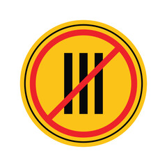 Prohibition Sign Against Triangle Symbol with Stripes in Yellow Circle