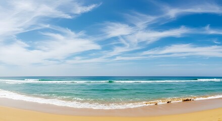 Obraz premium Ocean view with sunny blue sky and turquoise water