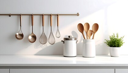 Kitchen utensils on a countertop