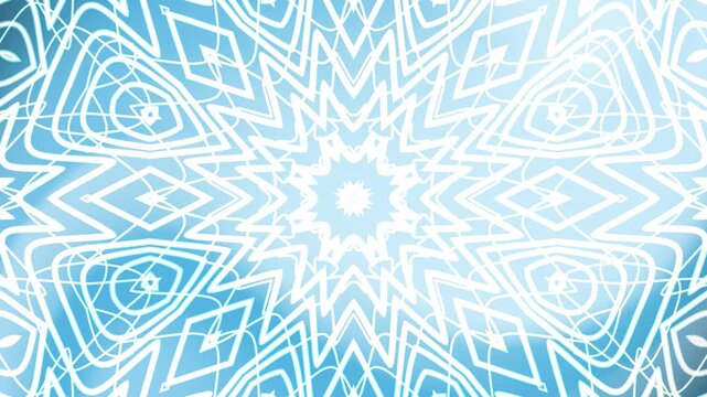 Geometric snowflake light blue gradient kaleidoscope overlay background, suitable for winterthemed projects, holiday cards, christmas decorations, and seasonal advertisements.