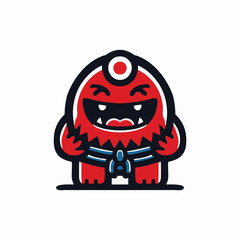 Red cute monster character vector design art illustration