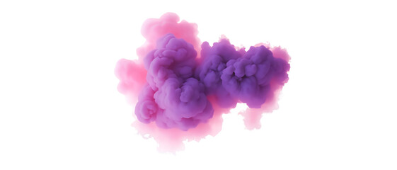 Fototapeta premium A cloud of purple and pink smoke against white background