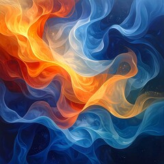 Abstract swirling flames and ice