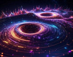 Abstract swirling digital landscape