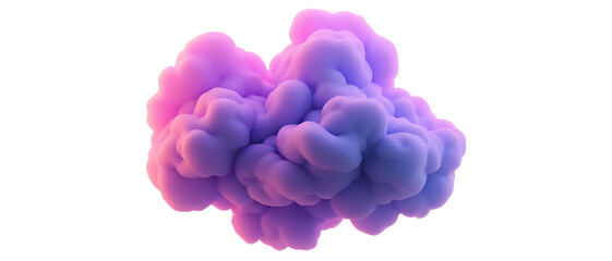 A fluffy cloud of purple and pink smoke on white backdrop