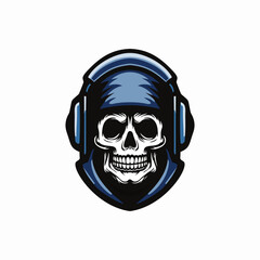 Skull headphone vector design art illustration
