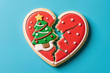 Broken Christmas Heart Cookie