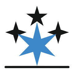 Obraz premium Blue Starburst With Black Stars On A Line vector illustration