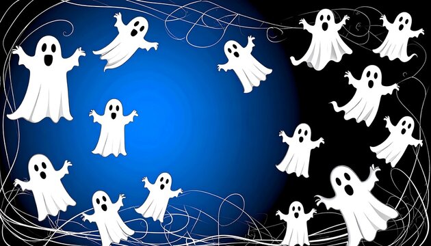 Halloween ghosts in a blue background