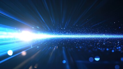 Futuristic Light Beam Technology Background: Blue Energy Rays with Starry Sky for Poster Design, Web Backgrounds and Digital Creative Projects