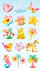 Obraz premium 3d jelly gummy shape design element set
